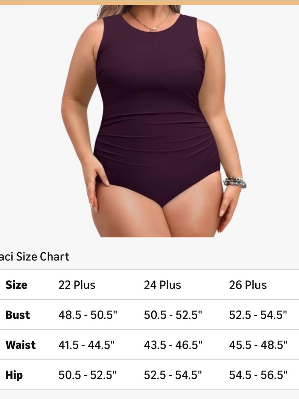 Plus-Size Sleeveless One-Piece Swimsuit in Deep Plum - Picture 4 of 4